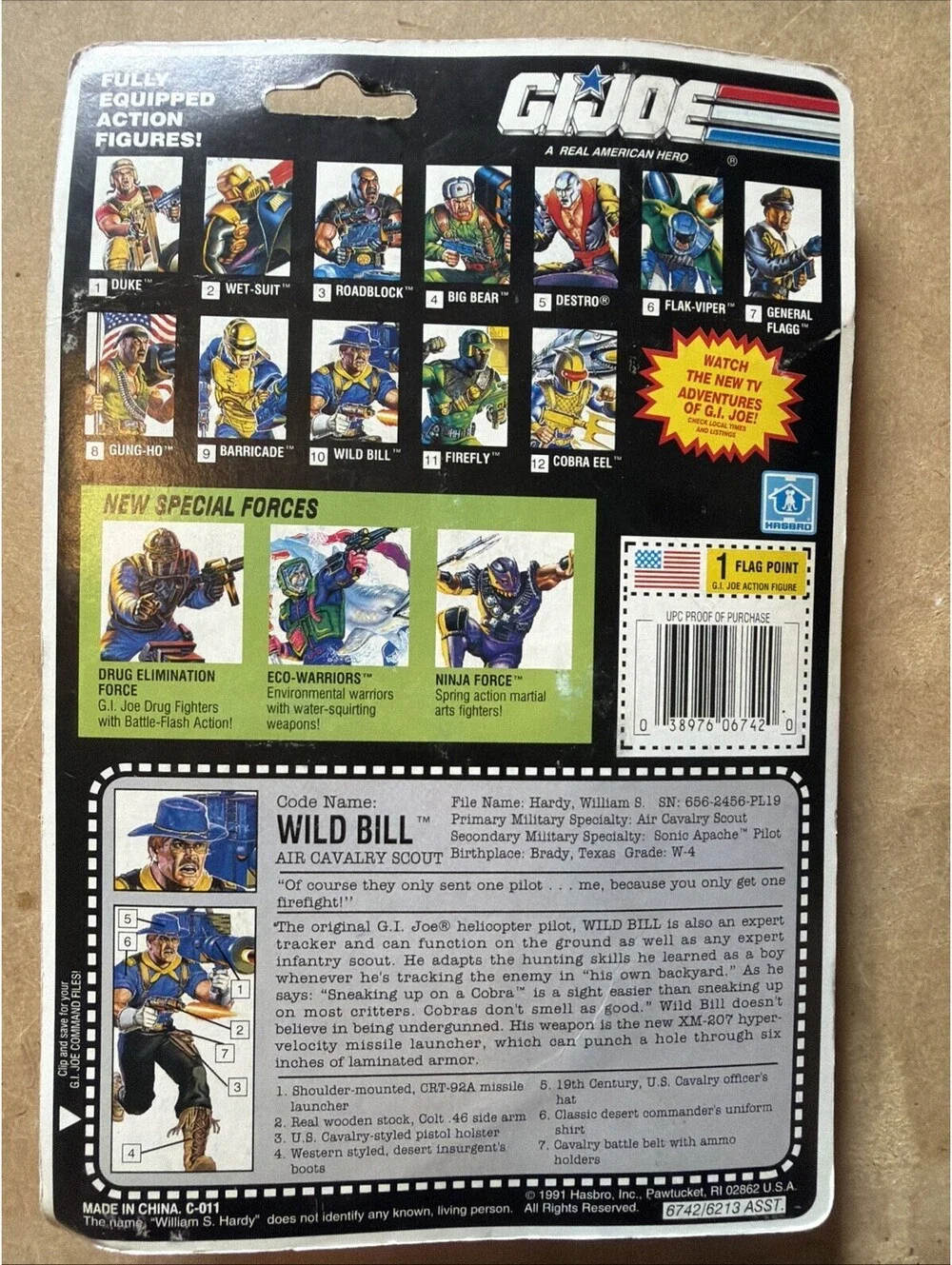 1992 Hasbro GI Joe Series 11 Wild Bill v2 Black Pants MOC New Sealed Free Ship